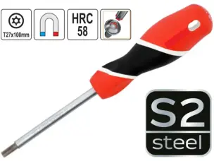 Отвертка Torx с отверстием T27 100 мм сталь S2