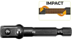 Адаптер ударний 1/4" HEX на квадрат 3/8" (Cr-V)