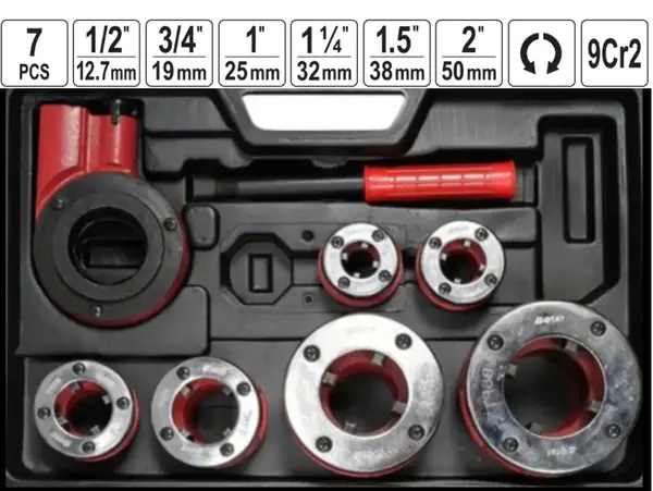 Набор клуппов с трещоткой 9Cr2 1/2″-2″