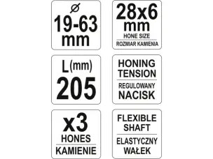 Хон з камінням для шліфування циліндрів 19-63мм Yato YT-05810