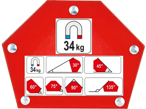 Мощный магнит для сварки 34 кг (шестиугольный, 6 углов)