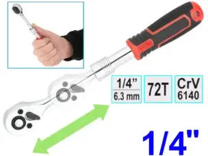 Ключ трещотка телескопический 188-213мм CrV 1/4″