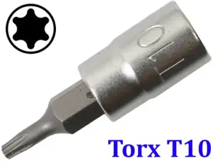 Торцевая головка с битой Torx T10 под квадрат 1/4"