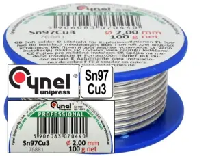 Безсвинцевий припій Cynel Sn97Cu3 2мм 100гр 100гр