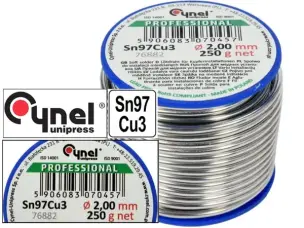 Безсвинцевий припій Cynel Sn97Cu3 2мм 250гр