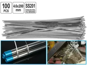 Стяжки кабельні нержавіючі 4,6x200 мм SS201 (100 шт)