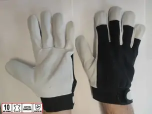 Дышащие рабочие перчатки из кожи с тканью 10''