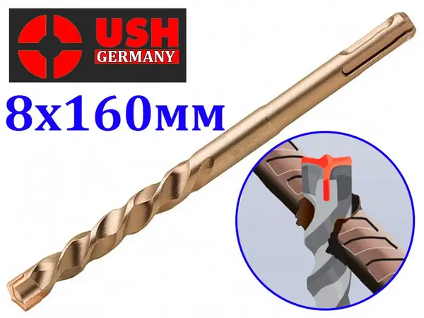 Бур SDS+ для сверления арматуры в бетоне USH 8х160мм