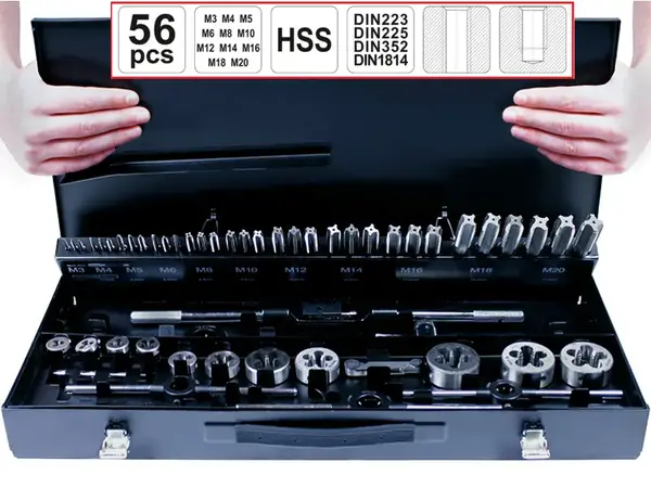 Набір плашок та мітчиків HSS M2 56шт М3-М20