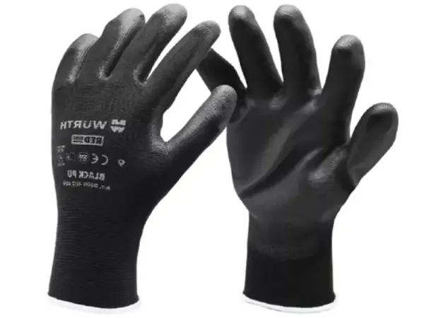 Рукавиці робочі Wurth Black PU поліестерові з покриттям р. 7