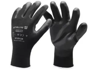 Рукавиці робочі Wurth Black PU поліестерові з покриттям р. 7