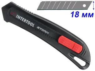 Нож строительный с отламывающимися лезвиями 18мм Intertool