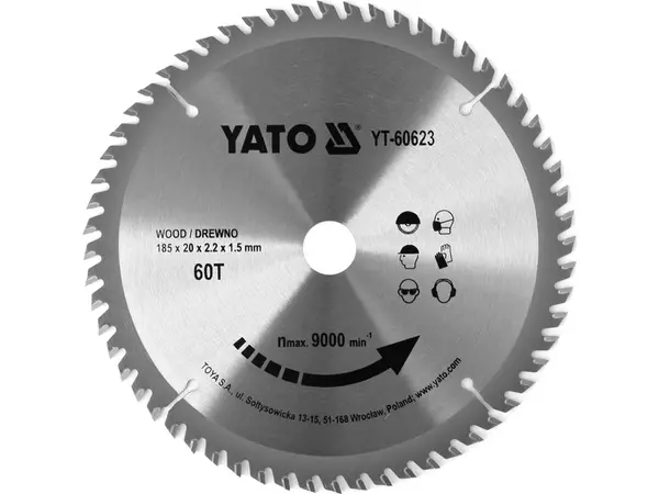 Диск з напайками для міні циркулярки 185x20x60зубов Yato
