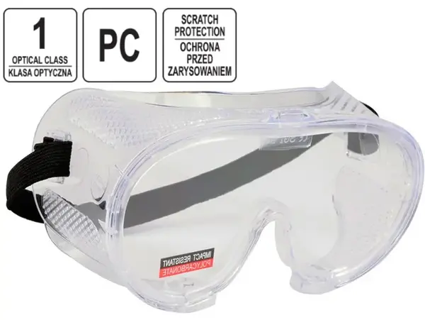 Очки защитные PVC/PC Yato закрытого типа с прямой вентиляцией