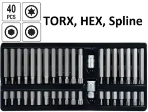 Набор бит TORX, HEX, Spline 1/2" и 3/8" HCS (40 шт)