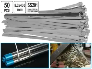 Стяжки кабельні нержавіючі 8x400 мм SS201 (50 шт)