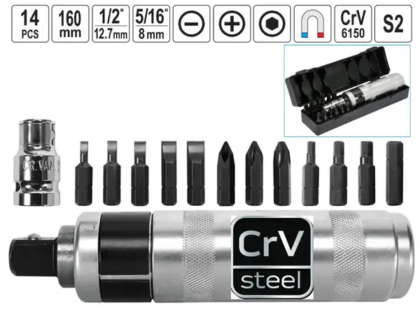 Ударная отвертка CrV 14шт 160мм