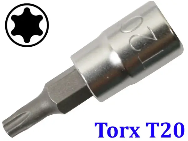 Торцевая головка с битой Torx T20 под квадрат 1/4"
