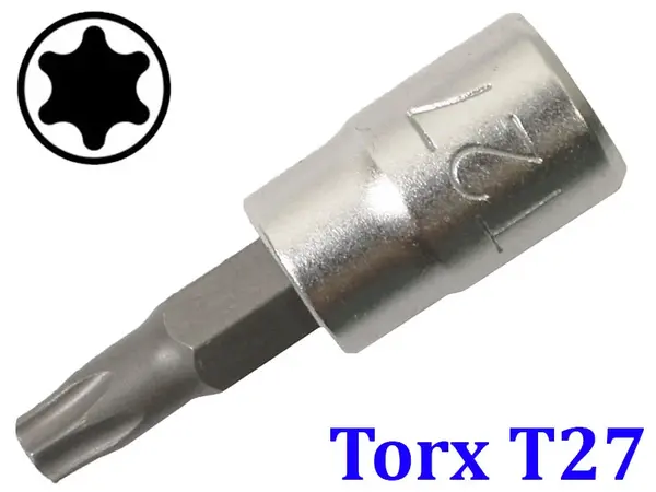 Торцева головка з битою Torx T27 під квадрат 1/4"
