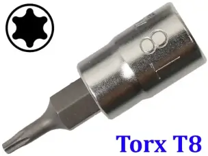 Торцевая головка с битой Torx T8 под квадрат 1/4"