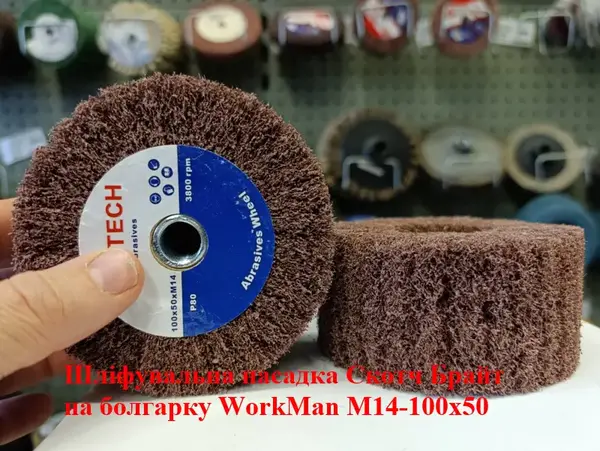 Насадка из нетканого материала на болгарку (УШМ) WorkMan М14-100х50 P80