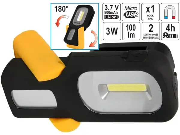 Акумуляторний світлодіодний ліхтар COB LED 3W