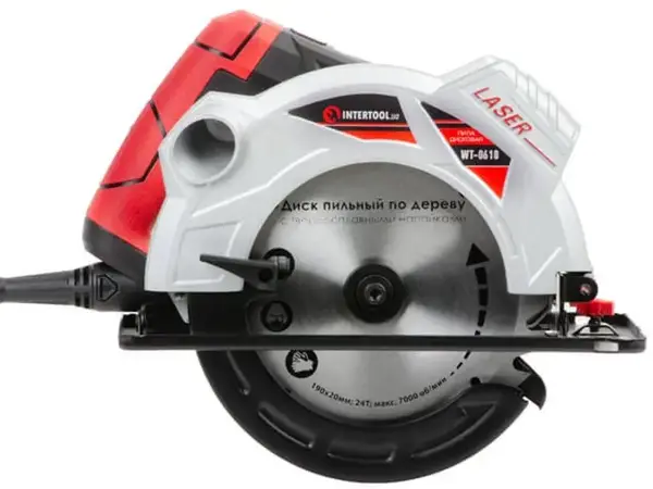 Дисковая пила Intertool WT-0618 (1500 Вт, диск 190 мм) с лазером