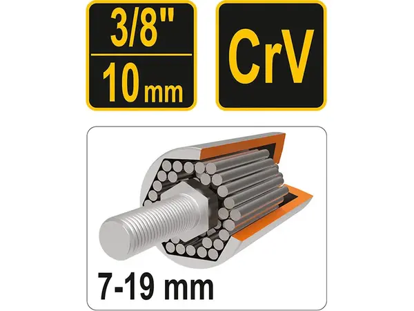 Головка торцева універсальна 7-19 мм 3/8" (54 голки) CrV