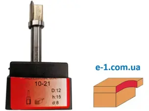 Фреза кромочная прямая 1021 D12 h15 с верхним подшипником d8
