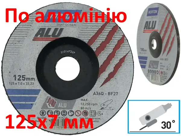 Зачистной диск по алюминию Norton 125x7