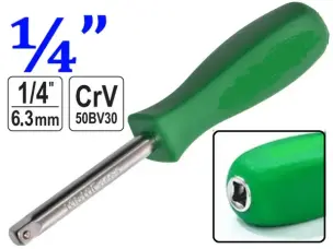 Викрутка-вороток CrV 1/4" 150 мм посилена з квадратом
