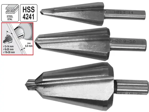 Конусные сверла по металлу HSS 4241.3-30мм