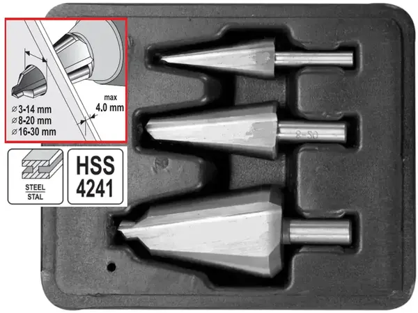 Конусные сверла по металлу HSS 4241.3-30мм