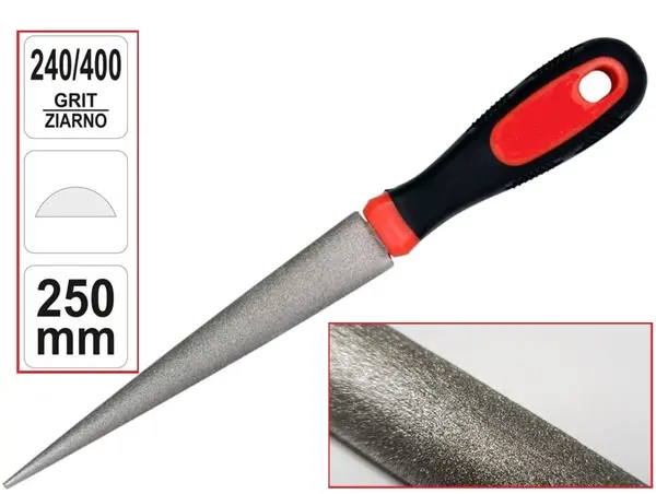 Напильник алмазный полукруглый 250мм 240/400 Grit