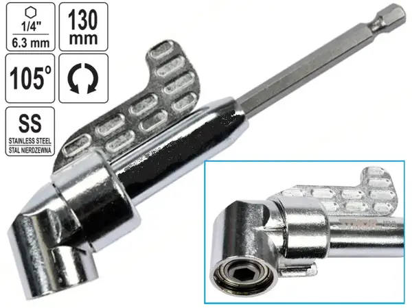 Насадка угловая 105° нерж. сталь для бит 1/4" HEX (13 Нм)