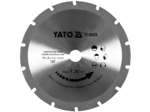 Пильний диск по дереву з цвяхами Yato 185х20х14Т