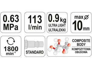 Пневмодрель пистолетная с ключевым патроном Yato YT-09703