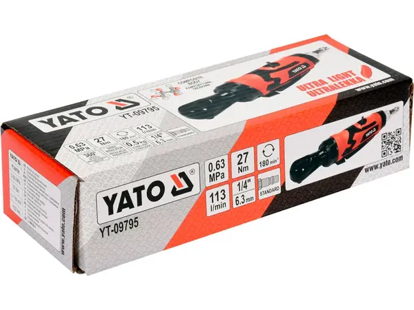 Трещотка пневматическая для маленьких головок Yato 1/4 27Нм