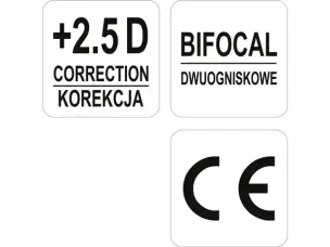 Очки защитные с диоптриями +2.5 открытого типа