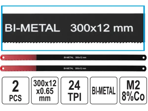 Кобальтовое полотно YATO по металлу 300 мм Bi-Metal (набор 2 шт)