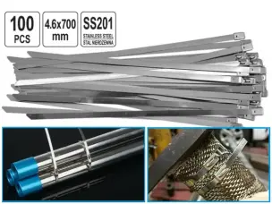 Стяжки кабельні нержавіючі 4,6x700 мм SS201 (100 шт)