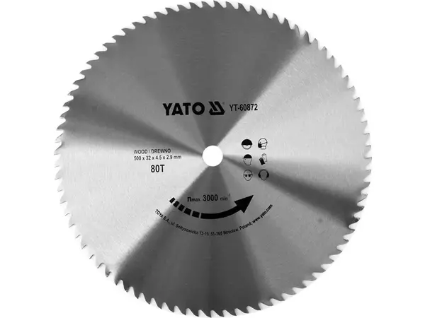 Диск пильный по дереву 500x32x80 зубьев Yato