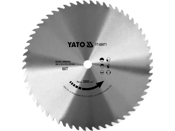 Пильний диск по дереву 500x32x60зубів Yato