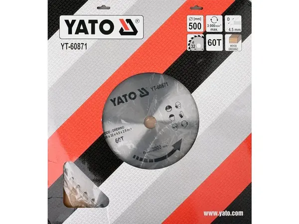 Пильний диск по дереву 500x32x60зубів Yato
