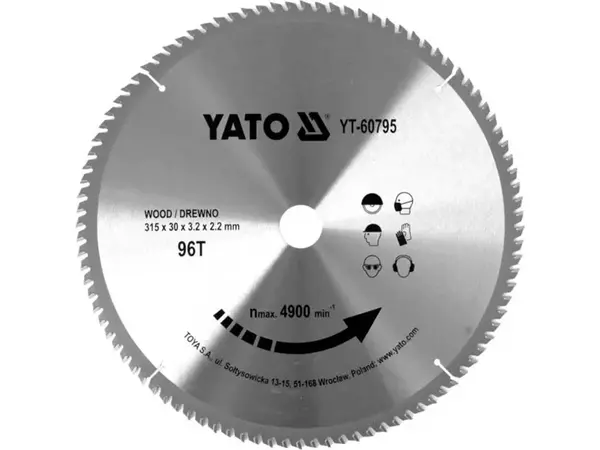 Пильный диск по дереву 315x30x96 зубьев Yato