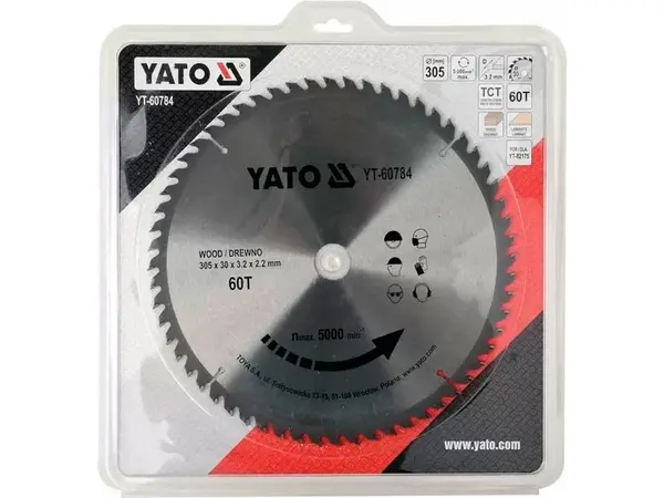 Диск пильний по дереву 305x30x60 зубів Yato