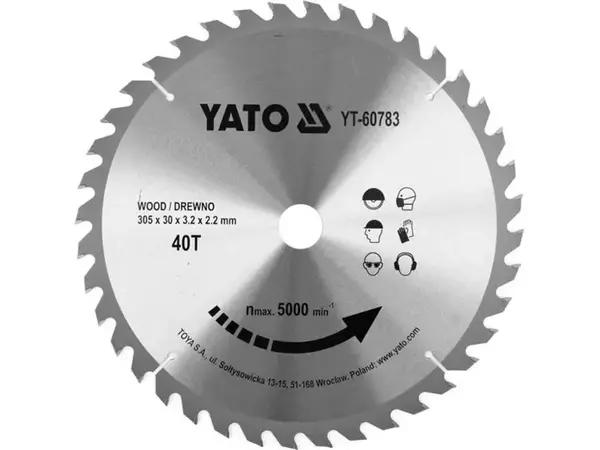 Диск пильный по дереву 305x30x40 зубьев Yato