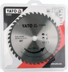 Диск пильный по дереву 305x30x40 зубьев Yato