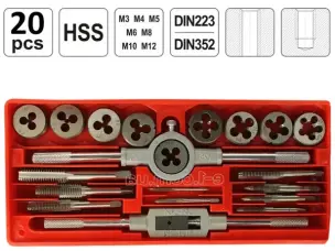 Набір мітчиків та плашок HSS 20шт М3-М12