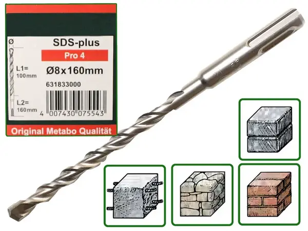Бур для перфоратора SDS+ по бетону Metabo Pro4 8х160мм